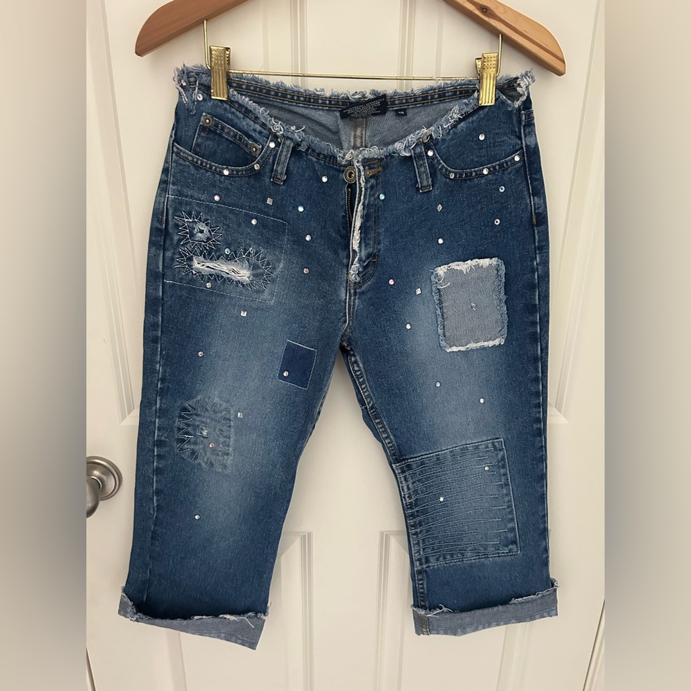 Vintage U.S Polo Association studded distressed capri shorts